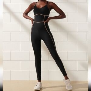 Abercrombie And Fitch YPB Corset Colorblock One Piece Bodysuit Black Beige Sm